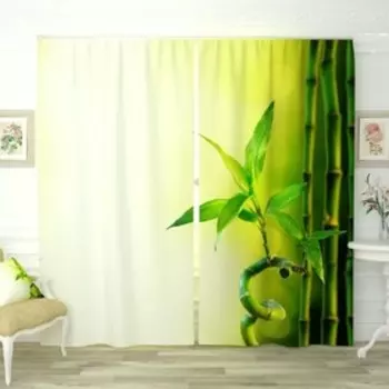 Фотошторы «Бамбук в росе», размер 150х260 см-2 шт., габардин