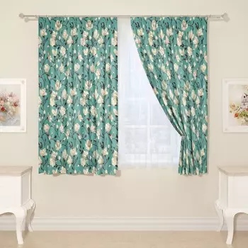 Фотошторы «Белая магнолия», размер 145x160 см, 2 шт