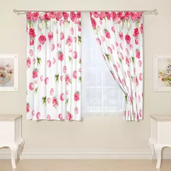 Фотошторы «Бутоны и лепестки», размер 145x160 см, 2 шт