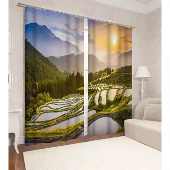 Фотошторы «Чайная долина», размер 145x260 см, 2 шт, блэкаут