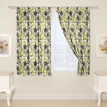 Фотошторы «Чёрный клематис», размер 145x160 см, 2 шт