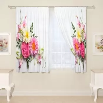 Фотошторы «Цветочный уголок», размер 145x160 см, 2 шт
