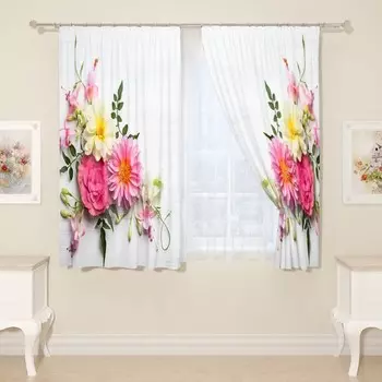 Фотошторы «Цветочный уголок», размер 145x160 см, 2 шт