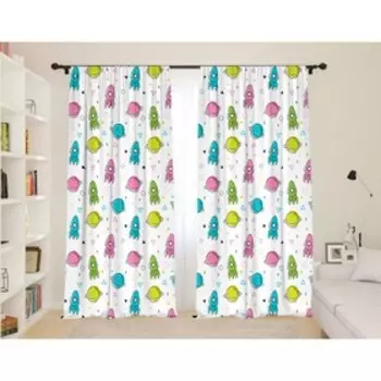 Фотошторы для детской «Ракеты», размер 145x260 см, 2 шт