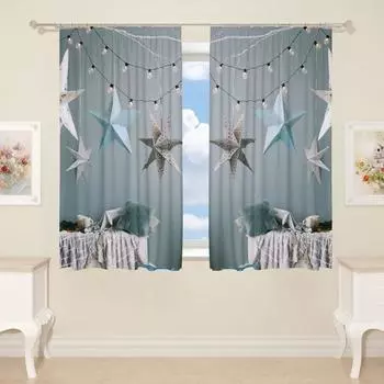 Фотошторы для кухни, размер 145x160 см, 2 шт