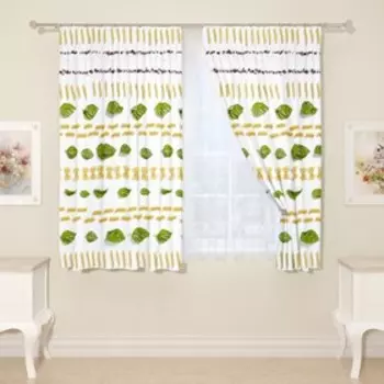 Фотошторы для кухни, размер 145x160 см, 2 шт