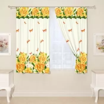 Фотошторы для кухни, размер 145x160 см, 2 шт