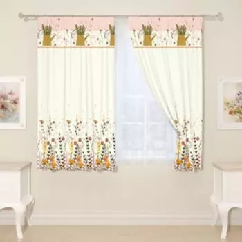 Фотошторы для кухни, размер 145x160 см, 2 шт