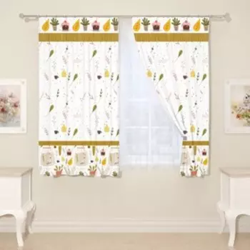 Фотошторы для кухни, размер 145x160 см, 2 шт