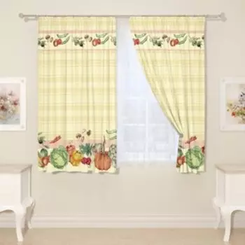 Фотошторы для кухни, размер 145x160 см, 2 шт