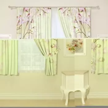 Фотошторы для кухни, размер 145x160 см, 2 шт