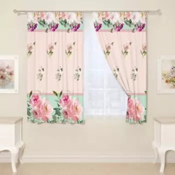 Фотошторы для кухни, размер 145x160 см, 2 шт