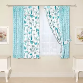 Фотошторы для кухни, размер 145x160 см, 2 шт