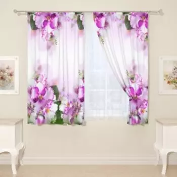 Фотошторы для кухни, размер 145x160 см, 2 шт