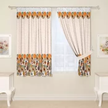 Фотошторы для кухни, размер 145x160 см, 2 шт