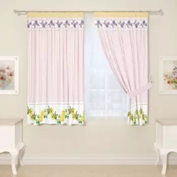 Фотошторы для кухни, размер 145x160 см, 2 шт