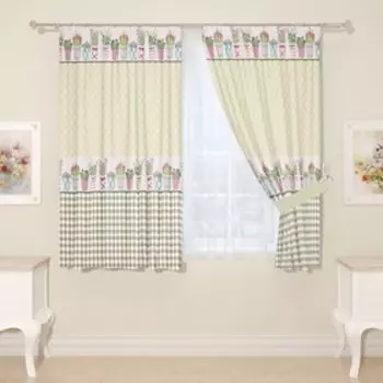 Фотошторы для кухни, размер 145x160 см, 2 шт