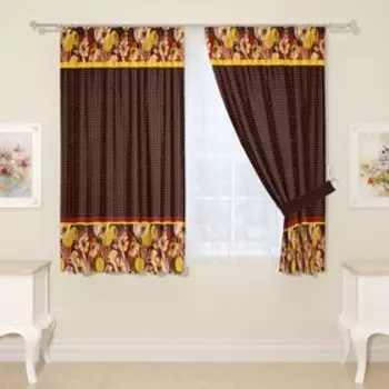 Фотошторы для кухни, размер 145x160 см, 2 шт