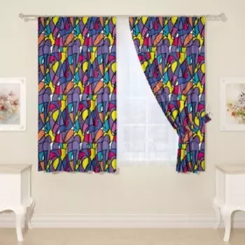 Фотошторы для кухни, размер 145x160 см, 2 шт