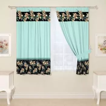 Фотошторы для кухни, размер 145x160 см, 2 шт