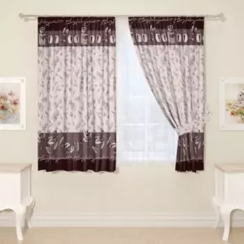 Фотошторы для кухни, размер 145x160 см, 2 шт