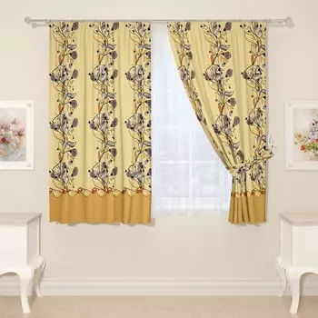 Фотошторы для кухни, размер 145x160 см, 2 шт