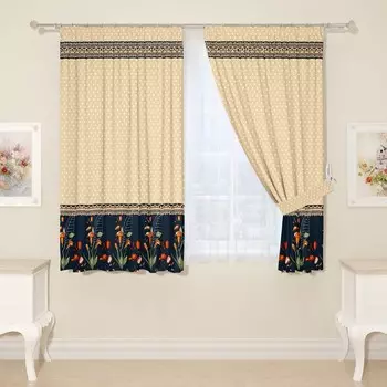 Фотошторы для кухни, размер 145x160 см, 2 шт