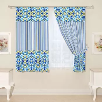 Фотошторы для кухни, размер 145x160 см, 2 шт