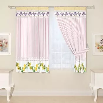 Фотошторы для кухни, размер 145x160 см, 2 шт