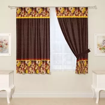 Фотошторы для кухни, размер 145x160 см, 2 шт