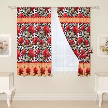 Фотошторы для кухни, размер 145x160 см, 2 шт