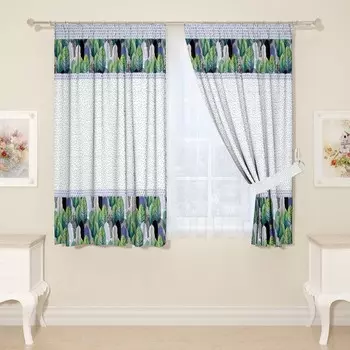 Фотошторы для кухни, размер 145x160 см, 2 шт