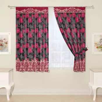 Фотошторы для кухни, размер 145x160 см, 2 шт