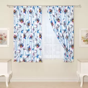 Фотошторы «Голубой гибискус», размер 145x160 см, 2 шт