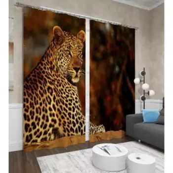 Фотошторы «Хищник», размер 145x260 см, 2 шт, блэкаут