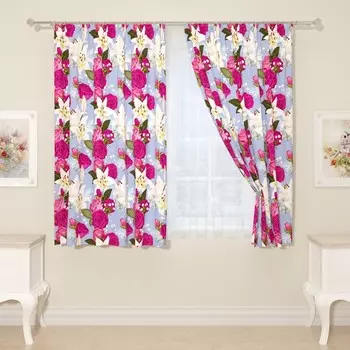 Фотошторы «Красивый букет», размер 145x160 см, 2 шт