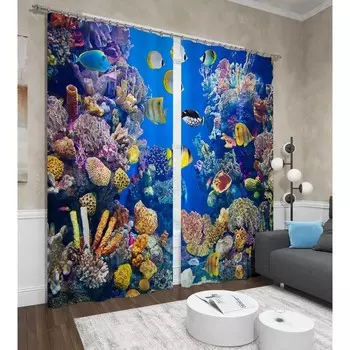 Фотошторы «Красное море», размер 145x260 см, 2 шт, блэкаут