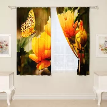 Фотошторы «Крупные лютики», размер 145x160 см, 2 шт