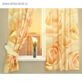 Фотошторы кухонные «Нежность», размер 145 х 160 см - 2 шт., габардин