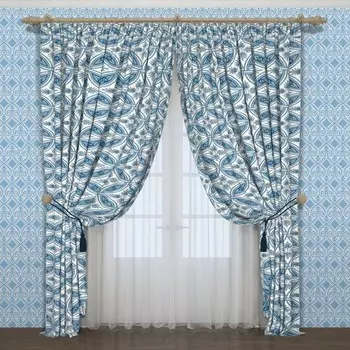 Фотошторы «Лазурный бриз», размер 145x260 см, 2 шт, блэкаут