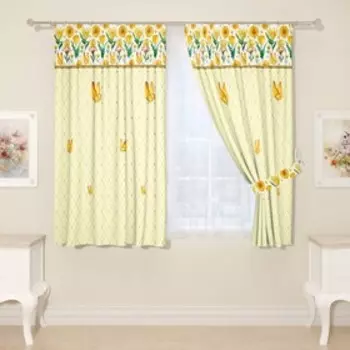 Фотошторы «Нарциссы и бабочки», размер 145x160 см, 2 шт