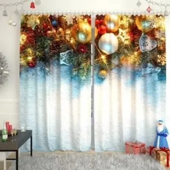 Фотошторы «Новогодняя коллекция 156», размер 150 х 260 см-2 шт, габардин