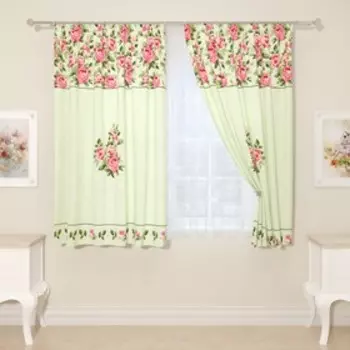 Фотошторы «Обрамление пионами», размер 145x160 см, 2 шт