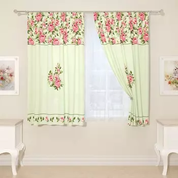 Фотошторы «Обрамление пионами», размер 145x160 см, 2 шт