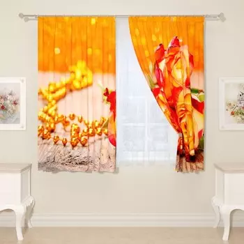 Фотошторы «Огненные розы», размер 145x160 см, 2 шт