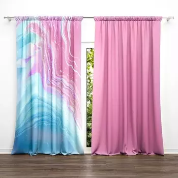 Фотошторы портьерные «Акварель», размер 145x260 - 2 шт, блэкаут