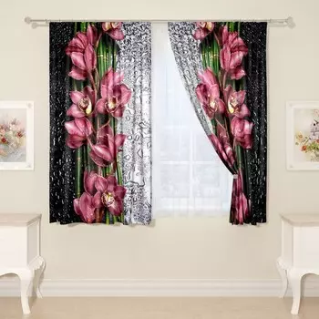 Фотошторы «Распустившаяся орхидея», размер 145x160 см, 2 шт