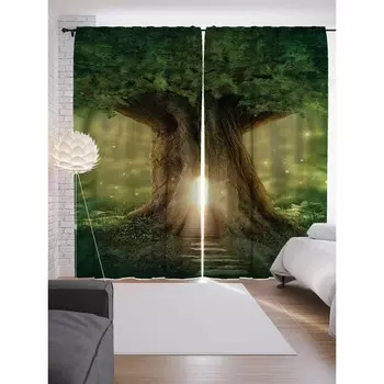 Фотошторы «Дом в дереве», сатен, размер 145х265 см, 2 шт