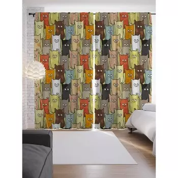 Фотошторы «Котятки», сатен, размер 145х265 см, 2 шт