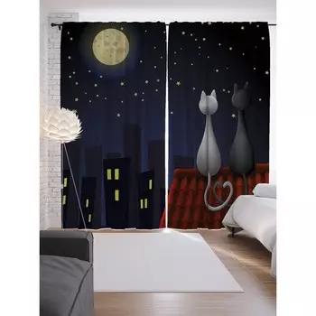 Фотошторы «Кошачья романтика», сатен, размер 145х265 см, 2 шт